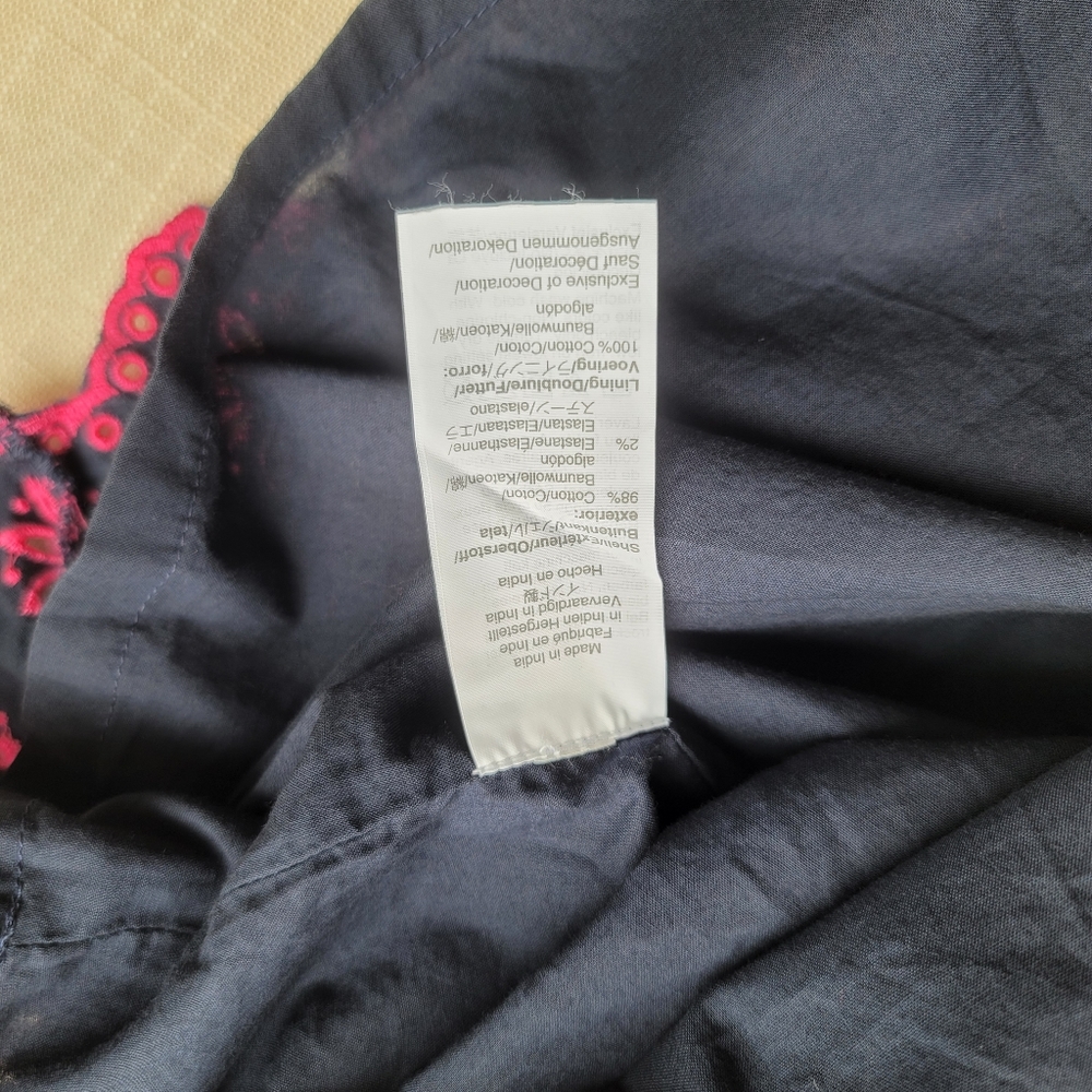 New! J Crew size 4 Embroidered Scalloped Tiered Dress Navy Blue NWT - Picture 14 of 15